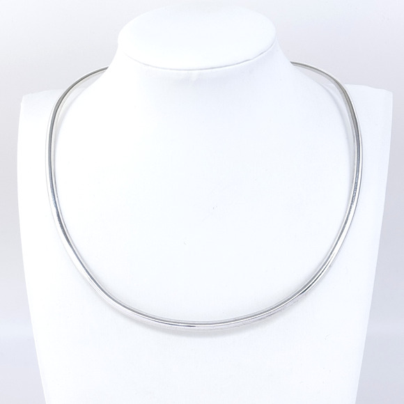 Vintage Sterling Silver 925 Smooth Collar Necklace 16" - Picture 1 of 7